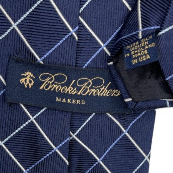 Brooks Brothers Makers Silk Tie Geometric Diamonds Blue - Picture 4 of 6